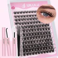 Mixed DIY Lash Extension Kit High Capacity Individual Lash Clusters 9-16MM Mixed D Curl Effect Natural Look Wispy Soft And Comfortable False Eyelashes Long-Lasting Individual Lashes Kit With Lash Bond&Seal And Tweezers And Lash Brush - Black - View 7