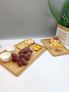 1/2 piezas Bandeja de servir de bambú y madera, plato de cena, bandeja de servir, bandeja de desayuno, bandeja de restaurante y cocina, bandeja de frutas, bandeja de café, bandeja de té, bandeja de aperitivos, decoración de sala de estar, adecuada para hoteles, restaurantes y uso doméstico para servir frutas, postres, aperitivos, festivales, Acción de Gracias, Navidad, Año Nuevo, al aire libre, playa y patio multifuncional.