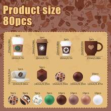 8/25/28/80pcs 3D Star Silicone Bead Set, Includes 15mm Coffee Bean Printed Round Beads. Brown & Green Round Beads Suitable For Jewelry Making, DIY Earrings, Necklaces, Bag Chains, Pen Decorations, Phone Straps - Perfect For Coffee Lovers - New Coffee Series - View 15