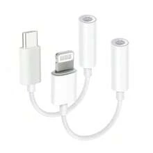 1pc USB-C/Lightning To 3.5mm Headphone Jack Adapter Compatible With IPhone Series, IPad, Converter Cable