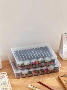 1/2/3pcs Transparent Plastic File Storage Boxes With Lids, A4 Size, Multi-Purpose Desk Organizer For Documents And Magazines, Rectangular Office Supplies Holder, Document Storage Box, Storage File Boxes,For School Supplies,Back To School