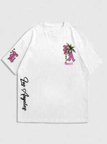 男士休闲百搭简约图案印花短袖T恤 - 白色 - 查看 6