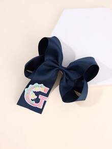 1 pezzo Fermaglio per capelli a fiocco con lettera da A a Z, Molletta per capelli a farfalla di moda, Accessorio per capelli grande e rialzato, Regalo per ragazze e adolescenti - Blu Navy - Visualizzare 26