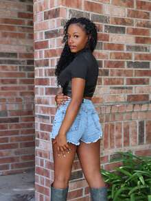 Steph T Summer Distressed Washed Slim Fit Mini Denim Shorts Slim Fit Distressed Denim Casual Summer Women Warm Weather Daily - Light Wash - View 2