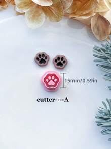 Animal Polymer Clay Cutters, Dog Paw Love Clay Earring Cutter For Polymer Clay Jewelry Making, Polymer Clay Stud Earring Stamp Making Tool, Clay Jewelry Making Kit, Clay Earring Molds, Made By PLA, DIY Earring Gift - Pink - View 6