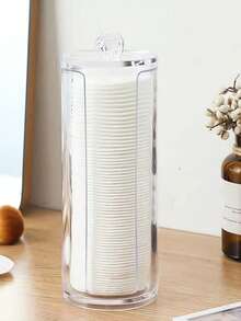 Hộp đựng bông tẩy trang 1/2/3 chiếc, hộp phân phối bông tẩy trang, hộp đựng bông tẩy trang có nắp, hộp đựng đồ trang điểm trong suốt, hộp đựng bông tẩy trang tròn dùng trong phòng tắm. - Trong sáng - Xem 5