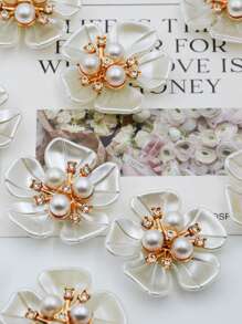 10/5 piezas Clips para el cabello con flores de perlas, cristales de strass y cristales brillantes - Accesorios decorativos de costura hechos a mano