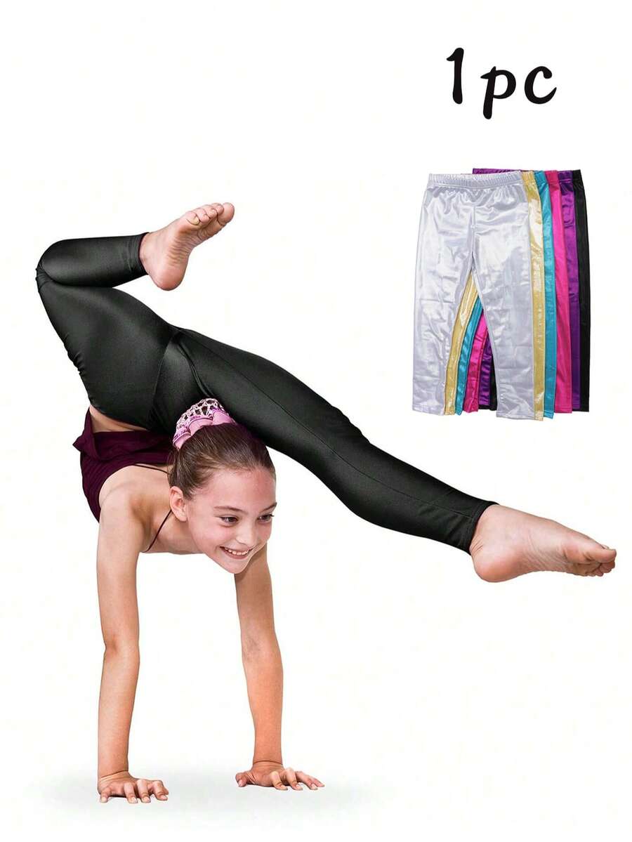 1 quần legging lá mỏng thời trang xuân/hè cho bé gái, quần khiêu vũ mỏng bóng dài đến mắt cá chân 3/4