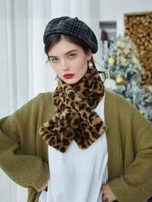 Puszysty komin z nadrukiem w panterkę, uniwersalny szalik-komin dla dorosłych z motywem lamparta dla kobiet, odpowiedni do noszenia na co dzień, jazdy na rowerze i 15 innych scenariuszy, jesień/zima