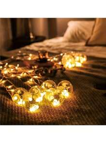 12pcs Warm Color Wishing Ball String Lights, Transparent Ball Lamps With USB Port, Hanging Decor Lights, Suitable For Christmas, Thanksgiving, Halloween, Birthday And Indoor Party Decoration | Classic Style