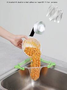 1 件套多功能厨房沥水架套装，含双面胶带和过滤网，轻松过滤面食和蔬菜，方便节省空间，可更换过滤网配件 - 灰色 - 查看 10