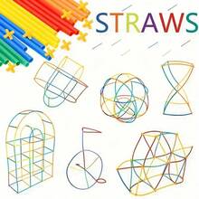 80/150/200PCS Straw Constructor Set Toys STEM Building Toys Straw Toy, Interlocking Plastic Toys Engineering Thin Tube Blocks Toy Educational Kit For Kids Toy For Boys And Girls Gift - Multicolor - View 9