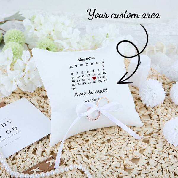 Personalized Bridal Bouquet Pillow, White Wedding Ring Pillow, White Wedding Pillow, Boho Wedding, Custom Silk Throw Pillow, Handmade Ring Holder, Wedding Ring Pillow, Custom Ring Holder
