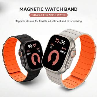Bande magnétique compatible avec le bracelet Ultra 2 49mm 46mm 44mm 45mm 42mm, bracelet en silicone compatible avec le bracelet Série 10 9 8 7 6 5 4 SE