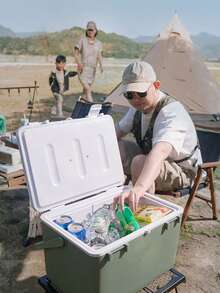 1 pieza Caja enfriadora aislada para exteriores, nevera portátil para camping, nevera comercial, caja de hielo para pesca, caja de aislamiento térmico comercial, caja de hielo, sin necesidad de electricidad, adecuada para camping, cocina al aire libre, conservación de alimentos y carnes durante 12-48 horas