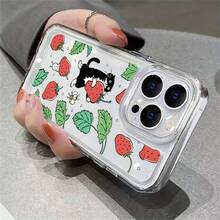 Funda con diseño de fresa, compatible con los modelos phone 11 al 16 Pro, incluyendo X, XS y 16 Plus. - Blanco - Ver 4
