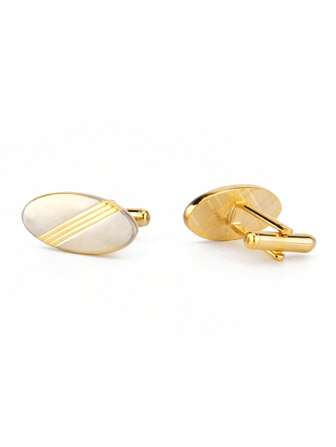 1 paire de boutons de manchette dorés de forme ovale, accessoire de costume d'affaires haut de gamme pour hommes