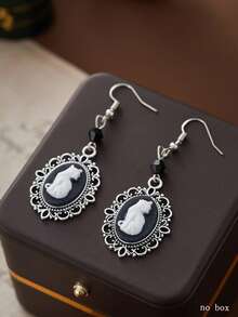 1 件复古哥特式宫廷风格肖像吊坠耳环，女士派对耳环 - 耳環 - 查看 7