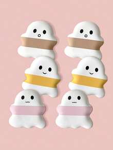 3/5/6pcs Cute White Expression Cartoon Pattern Makeup Sponge, Dry & Wet Dual-Use, Non-Absorbing Foundation Powder Puff Beauty Makeup Tools - White - View 8