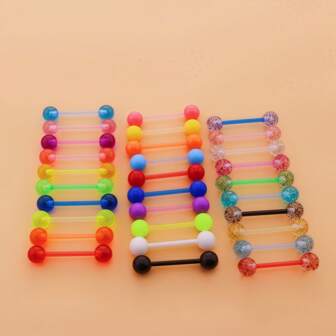10/20/30 piezas Joyería de piercing de lengua de varilla suave UV de moda, accesorios de piercing corporal de acrílico