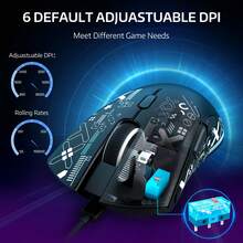 ATTACK SHARK R1 Wireless Gaming Mouse 55g, 18000 DPI Optical Sensor, Tri-Mode Connection (2.4G/BT5.2/Cable), Ergonomic Design, 20 Million Clicks, For PC/Notebook/Win - 黑色+貼紙 - 查看 4