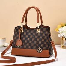 Women Top Handle Bags - 咖啡配土黃 - 查看 2