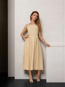Tailored Dress With Cups Fashion Items!!! - Beige - View 1