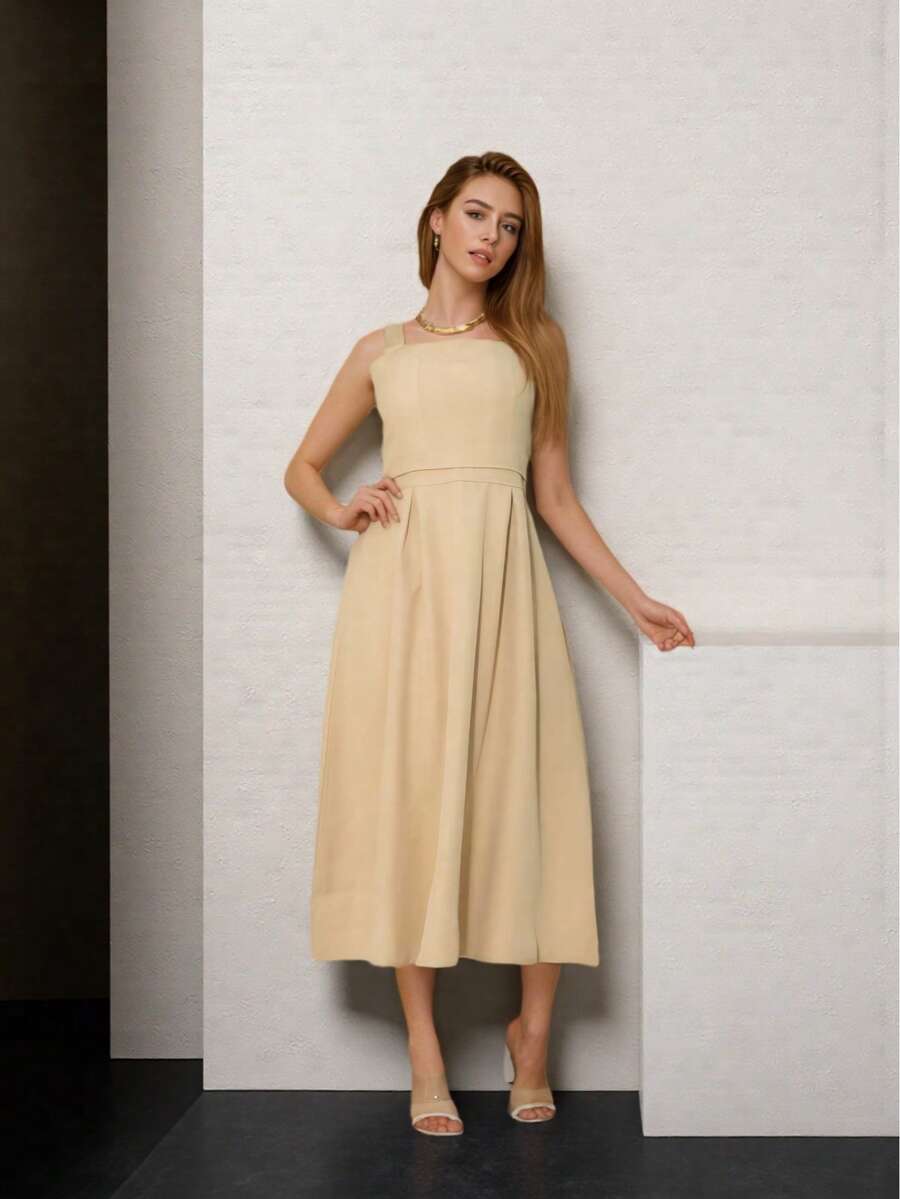 Tailored Dress With Cups Fashion Items!!! - Beige - View 1
