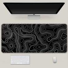 1 pieza Alfombrilla de ratón extra grande con textura de líneas abstractas minimalista, tamaño 900*400*2mm, alfombrilla de ratón para e-sports extra grande/productos electrónicos/suministros de oficina/alfombrilla de ratón y reposamuñecas - Negro - Ver 14