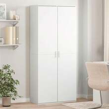 Aparador Alto Larryhot Blanco 80x35x180 cm Madera de Ingeniería, Hermoso y Práctico, Ideal para Almacenaje y Decoración del Hogar - Blanco - Ver 1
