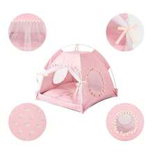 Tienda para mascotas, cama de perro y gato semi-cerrada con cojín reversible, ventilada y con prevención de mosquitos, casa de villa para gatos y nido para cachorros