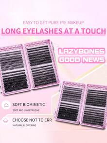 640pcs Individual Eyelash Clusters, High Capacity, 30D+40D+50D D-Curl Flare, 8-16mm, DIY Eyelash Clusters, Natural Makeup Effect, Thick & Long, Super Soft & Lightweight, Reusable, Single Strand Segmented False Eyelashes, Eyelash Extension Kit Includes Makeup Tools And 2 Eyelash Brushes, Suitable For Beginners For Home Or Outdoor Use, Applicable For Daily Life, Weddings, Parties, Music Festivals, Mother's Day And Other Occasions - 黑色 - 查看 6