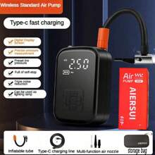 Mini Portable Car Air Compressor, 150PSI Tire Pressure Monitor, With LED Light, Compact High-Power Smart Electric Tire Inflator Pump For Motorcycle, Bicycle, Car, Balls (Note: Wired Version Does Not Include Battery, Only Supports Car Cigarette Lighter Power Supply, Please Purchase Carefully). 7.4V 2000mAh Lithium-Ion Battery - Black - View 20