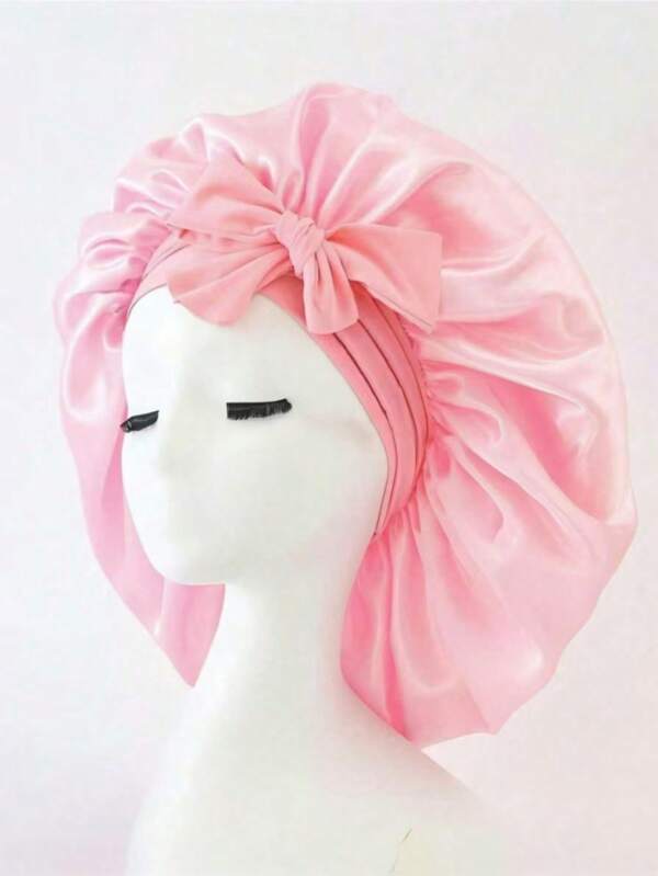1 pieza Gorro de satén sedoso y lujoso con cordón ajustable - Gorro ligero de protección para el cabello para comodidad durante toda la noche, cuidado del cabello y ducha - Ideal para mujeres y hombres.
