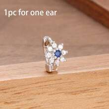 1 Peça Brinco Argola Pequena com Zircônia, Brinco Dourado 18K com Florzinha, Brincos de Cartilagem, Labrete, Tragus, Hélix, Joias de Piercing