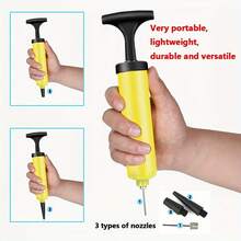 三合一手动气泵充气套件，带针头和喷嘴，手持泵，适用于运动球、游泳圈、充气玩具和气球，适合感恩节、圣诞节、万圣节 - 黑色 - 查看 3