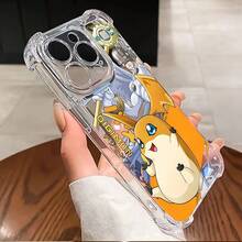 Estuche para 16, 15, 14, 13, 12, 11 Pro, X, XR, XS, 8, Plus - Anime Digimons - Cubierta Trasera Transparente Antigolpes y Suave17  17promax - transparente - Ver 4