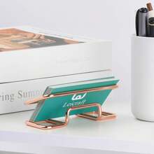 Soporte para tarjetas de visita para computadora, bonitos organizadores de tarjetas de metal y accesorios de computadora de oficina para hombres y mujeres (dorado) Adecuado para aprender, trabajar y enseñar en el aula. - Oro rosa vertical - Ver 6