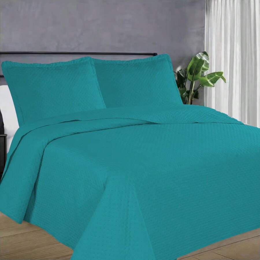 Single, Queen, King, And Super King Bedspread, 2-Piece And 3-Piece Kit, Lisa Sol E Lua Habitat - 綠松石 - 查看 1