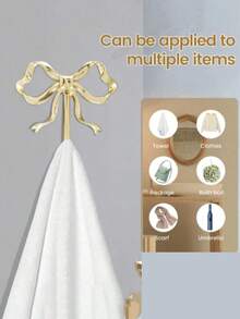 金色蝴蝶结壁钩，金色蝴蝶结衣架，黄铜蝴蝶结壁钩，门钩，毛巾钩，黄铜衣钩，适用于婚礼、浴室、客厅、厨房装饰的挂钩，黄铜金属壁挂式衣架，适用于客厅和浴室，烤漆表面，易于安装，复古丝带设计挂钩，适用于卧室和浴室，北欧复古衣钩，衣钩，卧室门廊浴室装饰，实心黄铜蝴蝶结形壁钩 - 彩色 - 查看 7