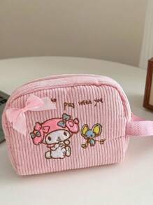 1pc Cartoon Back To School Girl Cute Large Capacity Keychain Pouch Coin Purse Daily Essentials - Multicolor - View 6