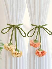 2 件花卉窗帘绑带，配优雅装饰窗帘绳，绿色长绳花卉图案，家居和办公室窗帘杆配件，美观时尚的家居装饰 - 彩色 - 查看 12