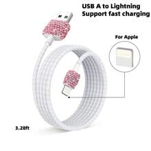 1 pièce Chargeur de voiture 2-en-1/8-en-1 avec strass, câble de charge 3-en-1 avec strass, charge rapide, Type C, USB, adaptateur de voiture, compatible avec Apple, téléphone, caméra de tableau de bord, iPad, GPS, cadeau pour les vacances/anniversaire