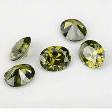 1 pieza Piedra suelta de circonita cúbica verde oliva con forma ovalada para joyería DIY - Verde Oliva - Ver 4