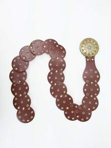 1 pieza Cinturón estilo bohemio occidental tipo vaquero, cinturón de cuero punk con asa de flor, accesorio de cinturón bohemia retro para vestir, adecuado para uso diario, Commute, ing, vacaciones, fiesta de Navidad, regalo para ti, amigos, familia, novia, madre, Día de San Valentín