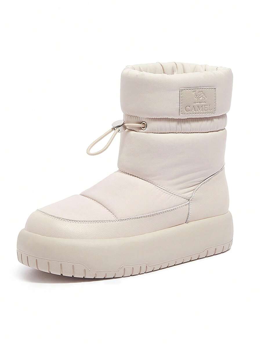 CAMEL CROWN Bread Snow Boots Mid-Tube Thick Sole Cold-Resistant Plus Velvet Thickened Cotton Shoes Women's Short Boots - Beige - View 1