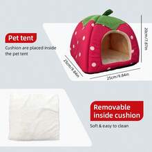 PETSIN 1 件套小动物专用床,藏身温暖羊毛抱杯,可洗冬季睡眠屋,适合小宠物/雪貂/龙猫/刺猬(草莓风格),S 码,有多种颜色可供选择。 - 彩色 - 查看 13