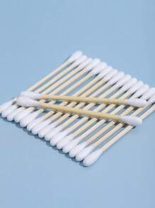 1 حامل أعواد القطن من الأكريليك مع غطاء من البامبو، موزع أعواد القطن الصغيرة الشفافة، حامل أعواد الأذن البلاستيكية، حاوية تخزين أعواد الأسنان، منظم تخزين ديكوري لأعلى الحمام