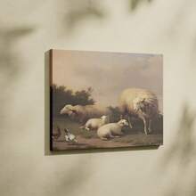 1pc Canvas Art Print,Sheep, Chicken, Grass, Sky, Bush  ,Wood Framed Painting (1) Thickness 2.5 Cm/ 1 Inch-Home Decoration For All Occasions,Ideal New Year, Valentine's Day,Thanksgiving,Easter,Christmas Gift,Room Decoration Aesthetic,Wall Decoration Art,Perfect Gift,Autumn And Winter Wall Decoration,Living Room Decoration, Bedroom Decoration, Kitchen Decoration, Entry Decoration, Bathroom Decoration, Direct Wall Painting, High Quality Wall Painting Poster,Modern Home Decoration Stretched And Framed Ready To Hang