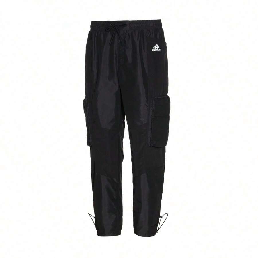 Adidas 防风时尚舒适运动男裤梭织抽绳裤春秋款HT0523 - 黑色 - 查看 1